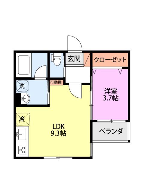 RIVER BANK(1LDK/2階)の間取り写真