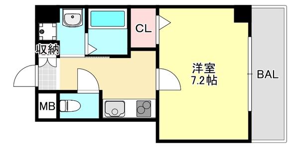 プライムライフ御影(1K/4階)の間取り写真