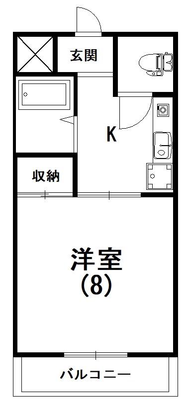 ビアンヌール四ツ池公園(1K/2階)の間取り写真