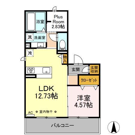 FLEUR奥平(1LDK/3階)の間取り写真