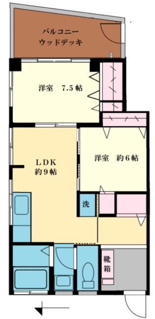 明和ハイツ(2LDK/1階)の間取り写真
