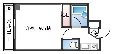 ロイヤルレジデンス秦(ワンルーム/3階)の間取り写真