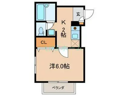 エスポア(1K/2階)の間取り写真