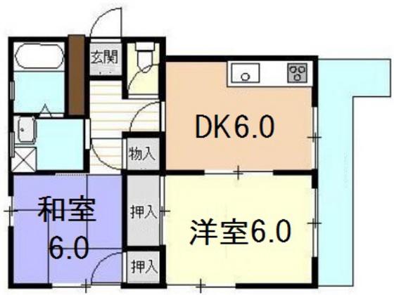 松山ビル(2DK/1階)の間取り写真