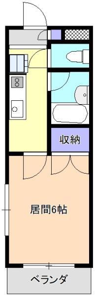 サンフォーレ所沢(1K/2階)の間取り写真