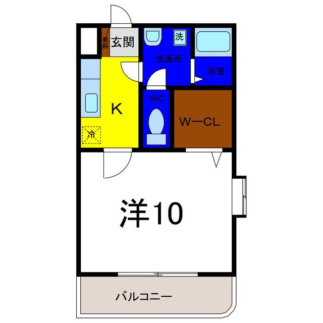 ガーデンヒル北島(1K/2階)の間取り写真