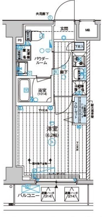 メインステージ千住中居町(1K/2階)の間取り写真