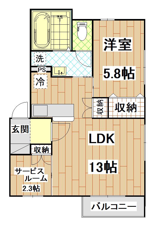 デュオロッシュ(1SLDK/3階)の間取り写真
