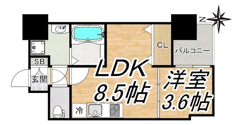HS梅田イースト(1LDK/8階)の間取り写真
