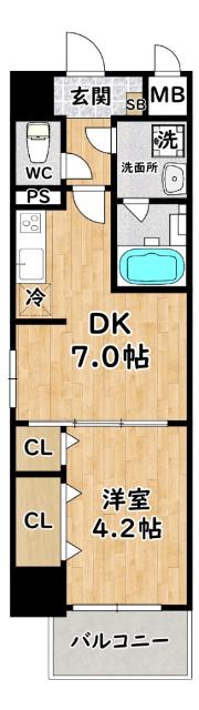 ベラルーチェ十三(1DK/2階)の間取り写真