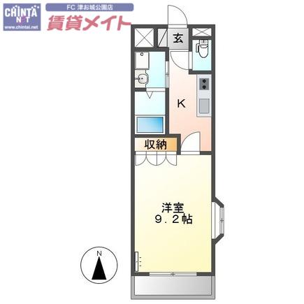 リヴァージュA棟(1K/2階)の間取り写真