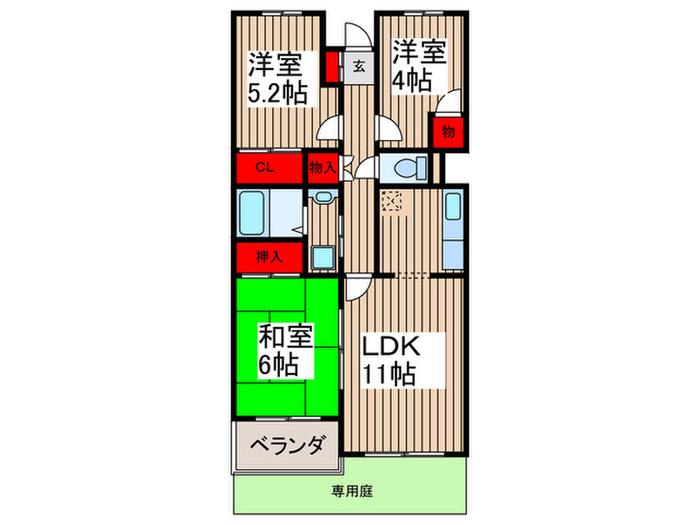 イーハトヴ津田沼(3LDK/1階)の間取り写真