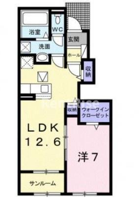 ラフィーネB(1LDK/1階)の間取り写真