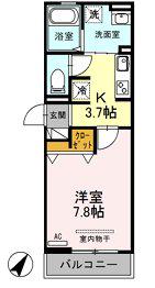 CASA白金(1K/1階)の間取り写真