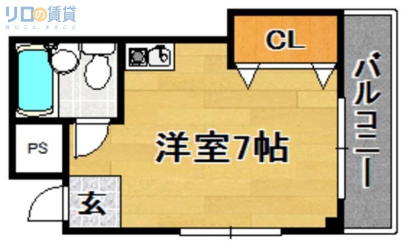 ムーンライト大桐(ワンルーム/3階)の間取り写真