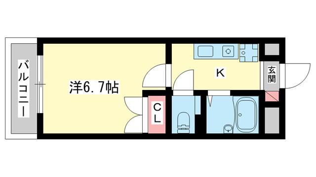 グレイスフローラ富雄(1K/1階)の間取り写真