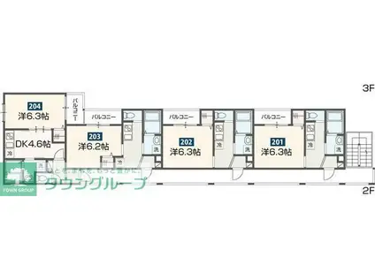 MELDIA行徳III(1K/2階)の間取り写真