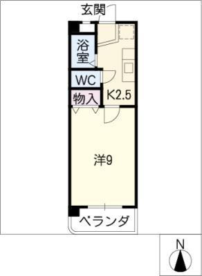 スカイル幸(1K/2階)の間取り写真