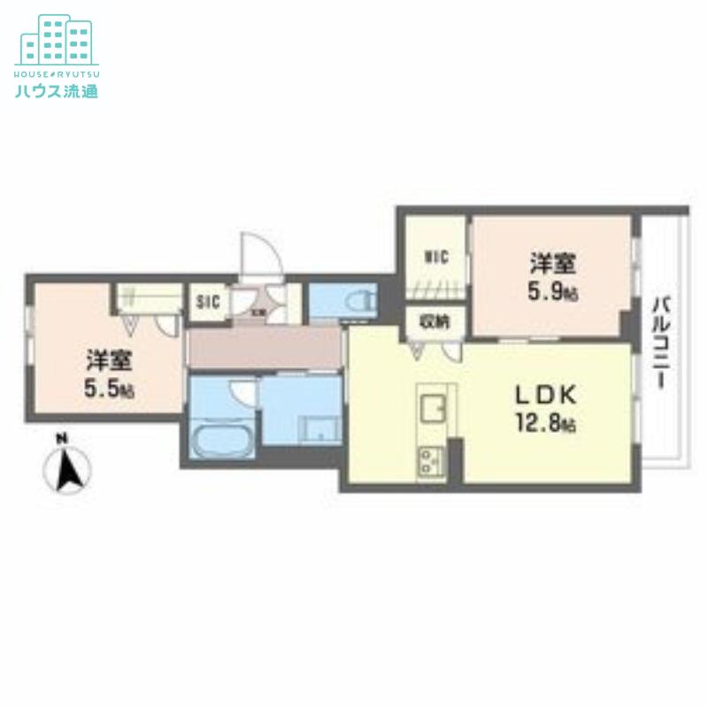 シャーメゾン上野(2LDK/2階)の間取り写真