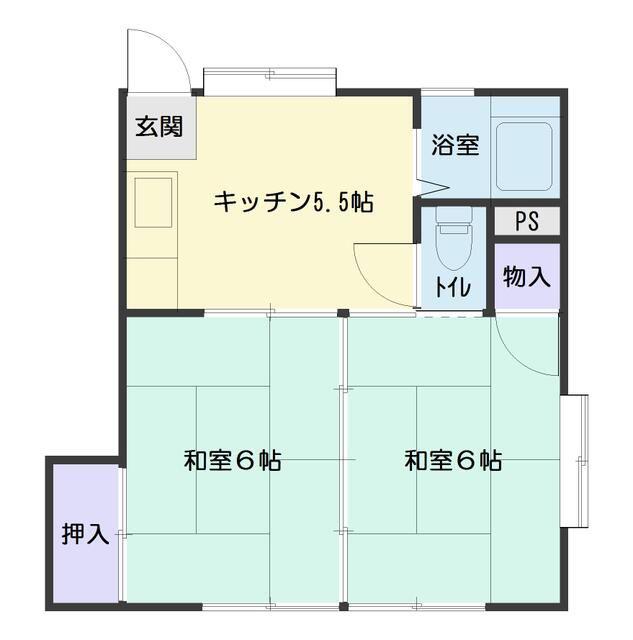 コーポラス白萩(2DK/1階)の間取り写真
