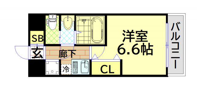 サムティ大阪CITY ウエスト(1K/9階)の間取り写真