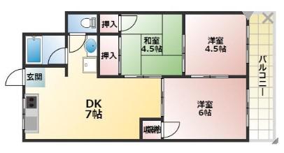 コーポかおり(3DK/2階)の間取り写真