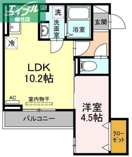 ベイ ブランシェ老松(1LDK/3階)の間取り写真
