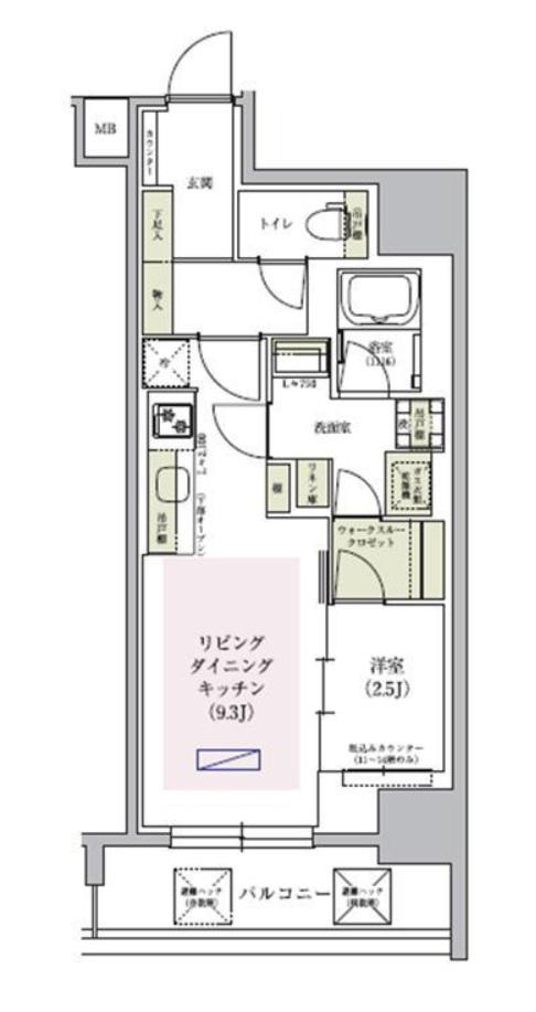 アーバネックス谷町四丁目(1LDK/13階)の間取り写真