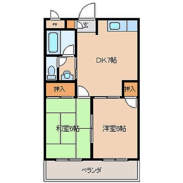 セリエ諏訪野(2DK/3階)の間取り写真