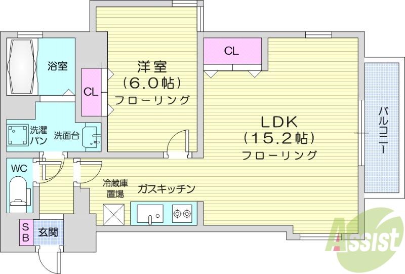 メゾンドール大町(1LDK/3階)の間取り写真