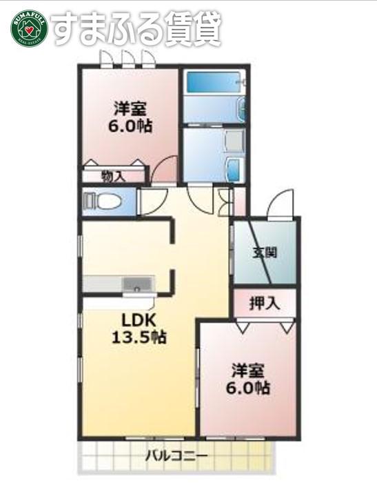 リッツハウス(2LDK/2階)の間取り写真