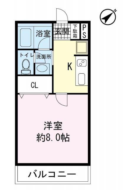 R-1TOKURA(1K/3階)の間取り写真