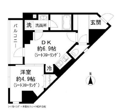 GRAND三軒茶屋ウエスト(1DK/4階)の間取り写真