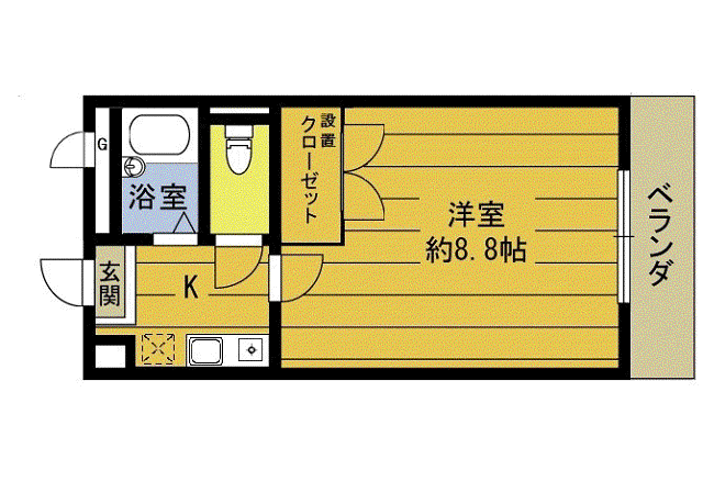 ベルクレスト(1K/3階)の間取り写真