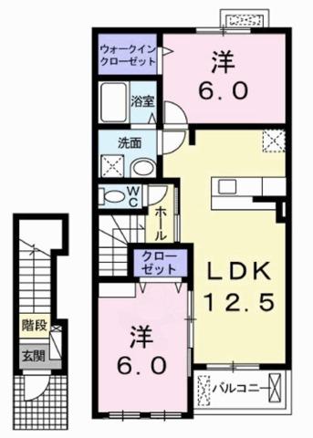 ラッフィナートI(2LDK/2階)の間取り写真