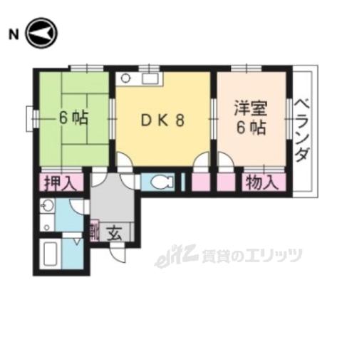 ハウス岩倉(2DK/2階)の間取り写真