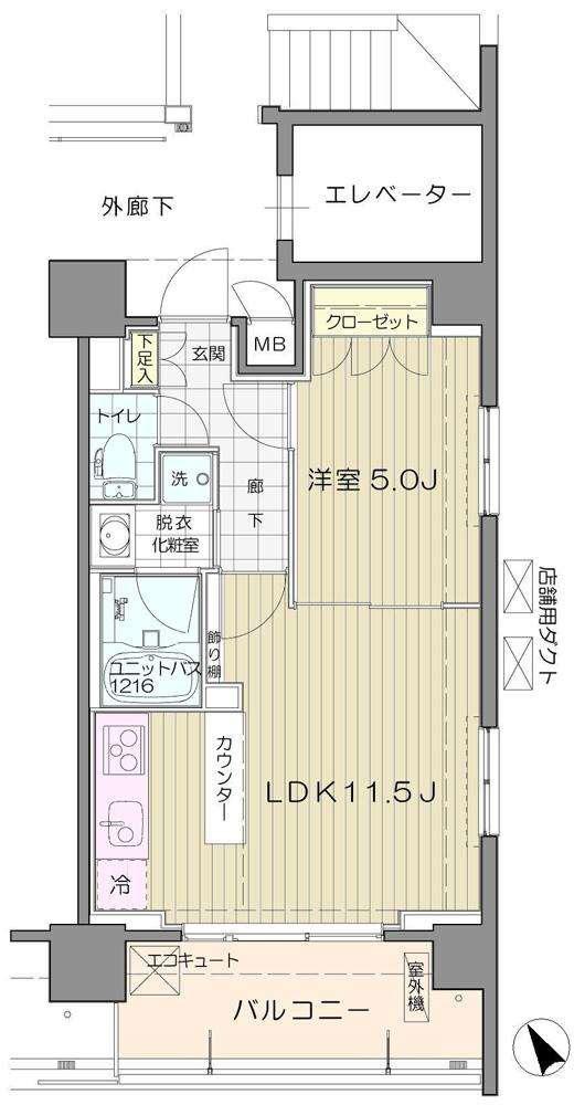 アンビエンテ芝浦(1LDK/7階)の間取り写真