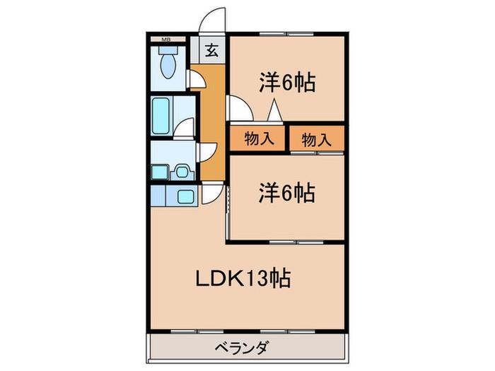 エクセル天王(2LDK/5階)の間取り写真