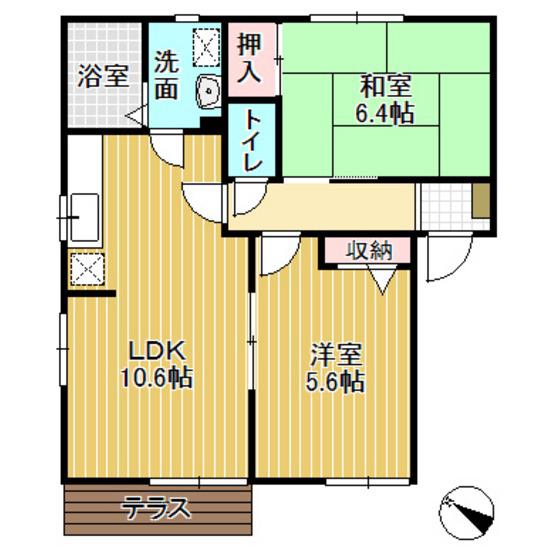 ファミーユ A(2LDK/1階)の間取り写真