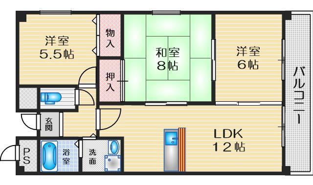 パラッツォデラルナ(3LDK/4階)の間取り写真