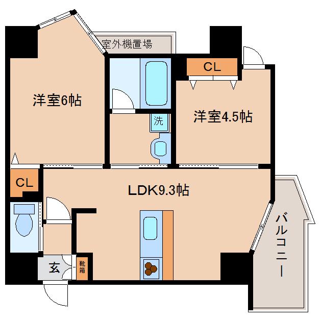 プリオーレ神戸大開通(2LDK/10階)の間取り写真