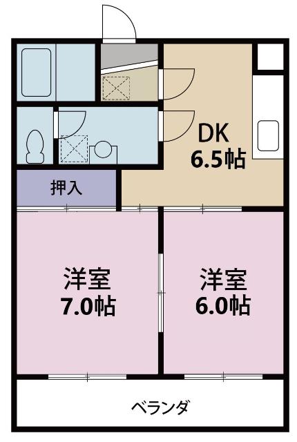 やまぼうしVILLAGEII(2DK/3階)の間取り写真