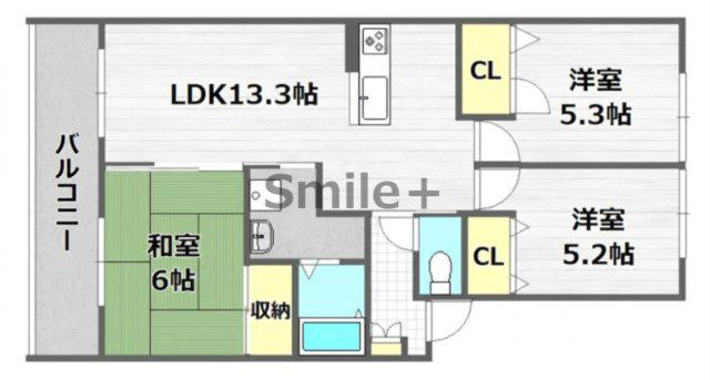 ラ・パルテール下中野 壱番館(3LDK/2階)の間取り写真