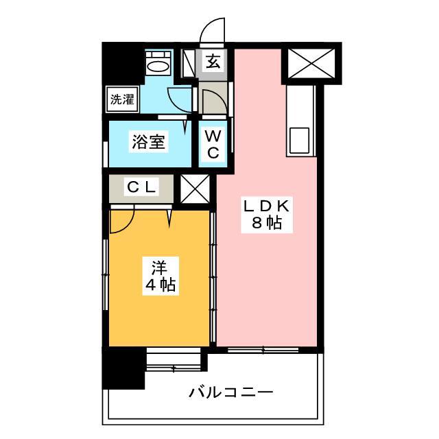 ドゥーエ平尾(1LDK/8階)の間取り写真