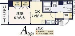 ぽぷら枚方公園(1DK/3階)の間取り写真