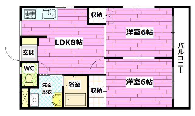 キャッスルもりした(2LDK/1階)の間取り写真