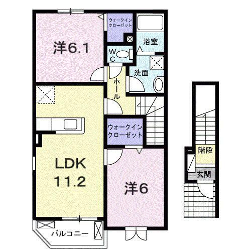 サンカルティエグラン(2LDK/2階)の間取り写真