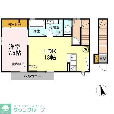 ハーベストヴィラージュ本中山(1LDK/2階)の間取り写真