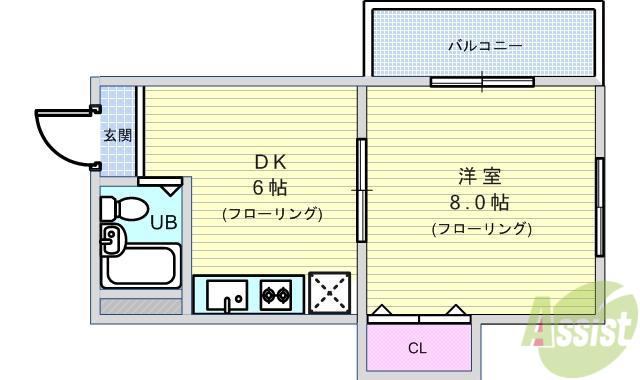 ベストレジデンス蛍池(1DK/1階)の間取り写真