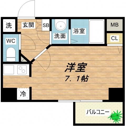 S-RESIDENCE難波BRILLER(ワンルーム/4階)の間取り写真